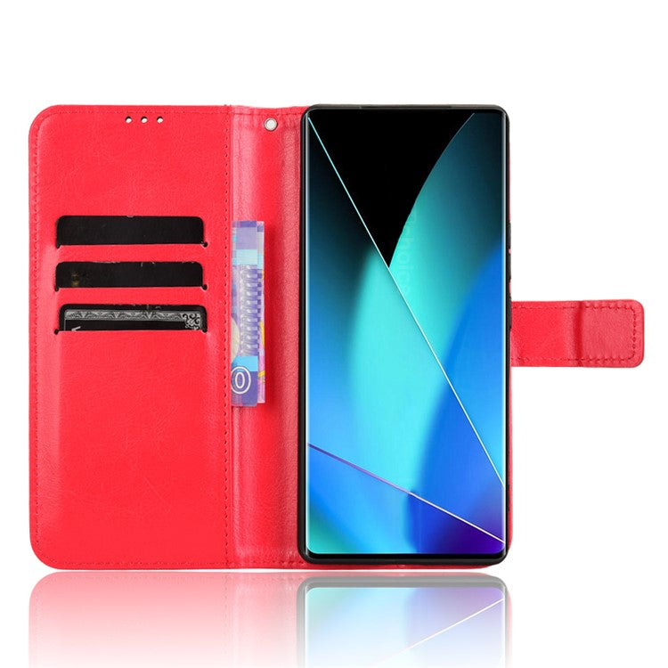 For Infinix Zero 40 4G X6860 Case Crazy Horse Texture PU Leather Phone Wallet Cover - Red