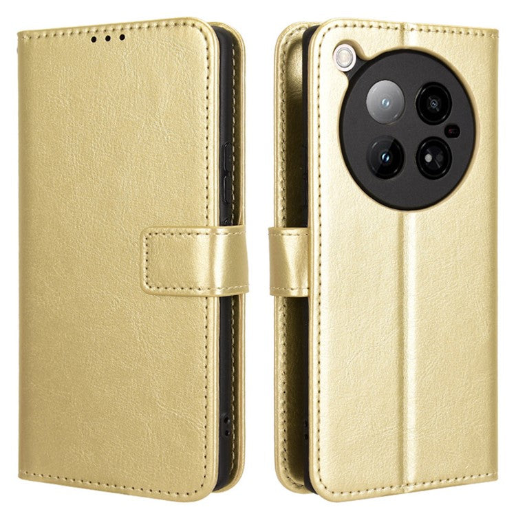 For Infinix Zero 40 4G X6860 Case Crazy Horse Texture PU Leather Phone Wallet Cover - Gold