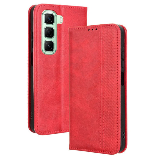 For Infinix Hot 50 5G X6720 Leather Case Wallet Stand Retro Texture Phone Cover - Red