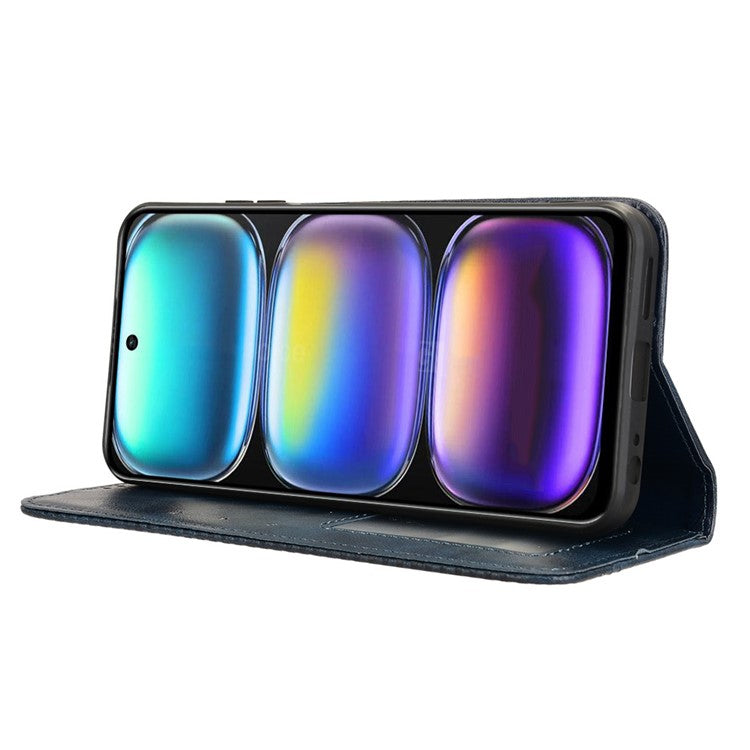 For Infinix Hot 50 5G X6720 Leather Case Wallet Stand Retro Texture Phone Cover - Blue