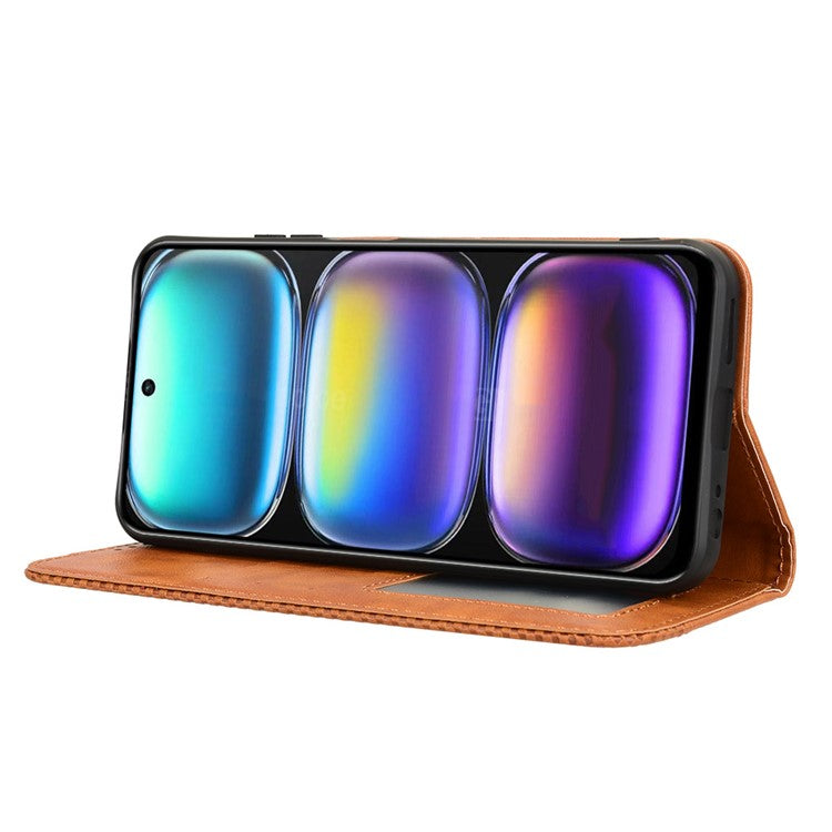 For Infinix Hot 50 5G X6720 Leather Case Wallet Stand Retro Texture Phone Cover - Brown
