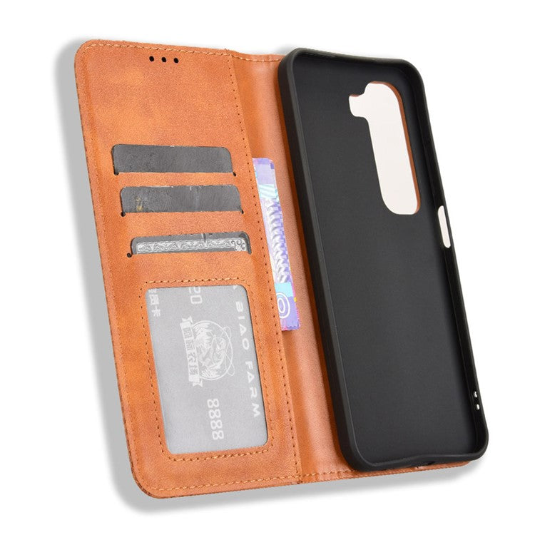 For Infinix Hot 50 5G X6720 Leather Case Wallet Stand Retro Texture Phone Cover - Brown