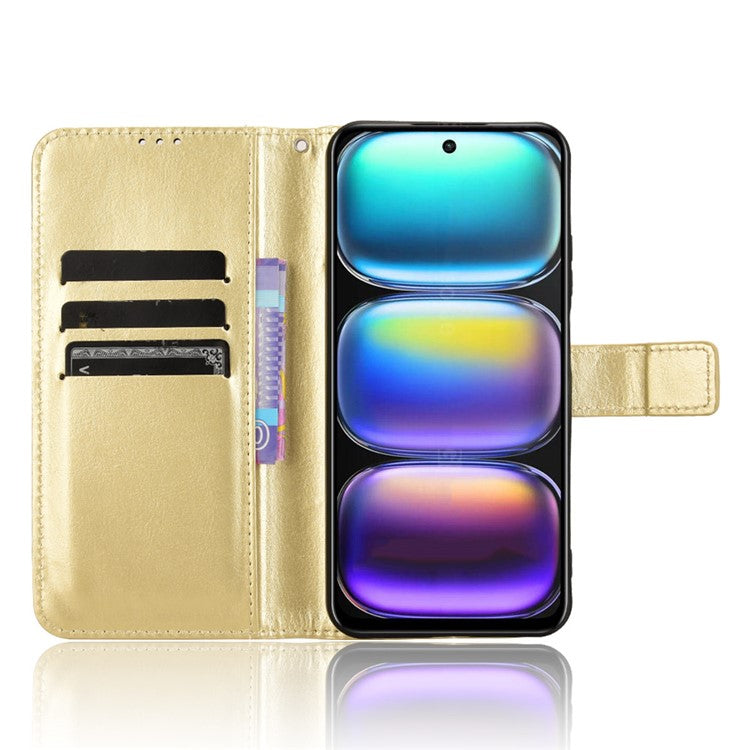 For Infinix Hot 50 5G X6720 Case Crazy Horse Texture PU Leather Phone Wallet Cover - Gold