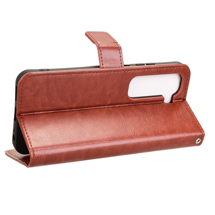 For Infinix Hot 50 5G X6720 Case Crazy Horse Texture PU Leather Phone Wallet Cover - Brown