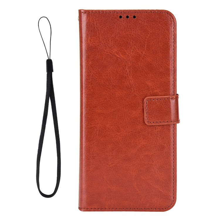 For Infinix Hot 50 5G X6720 Case Crazy Horse Texture PU Leather Phone Wallet Cover - Brown