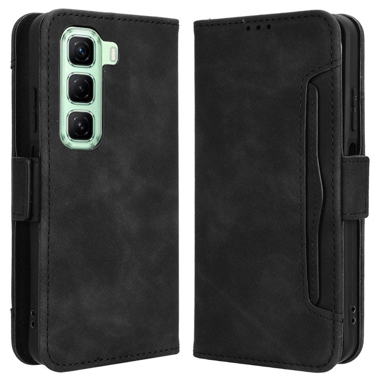 For Infinix Hot 50 5G X6720 Leather Case Phone Wallet Cover with Multiple Card Slots - Black
