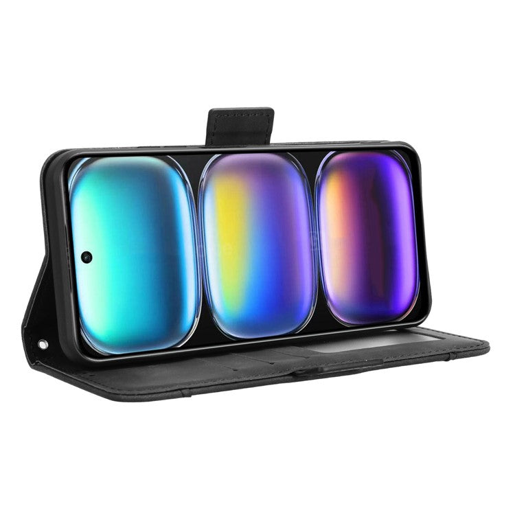 For Infinix Hot 50 5G X6720 Leather Case Phone Wallet Cover with Multiple Card Slots - Black