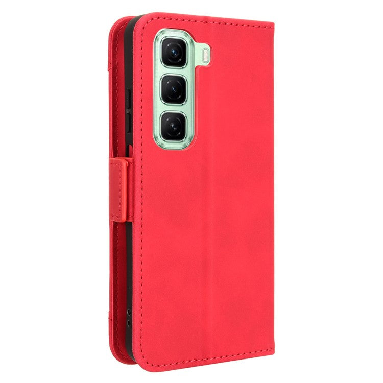 For Infinix Hot 50 5G X6720 Leather Case Phone Wallet Cover with Multiple Card Slots - Red