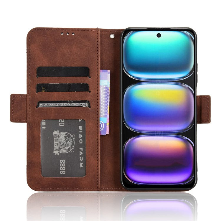 For Infinix Hot 50 5G X6720 Leather Case Phone Wallet Cover with Multiple Card Slots - Brown