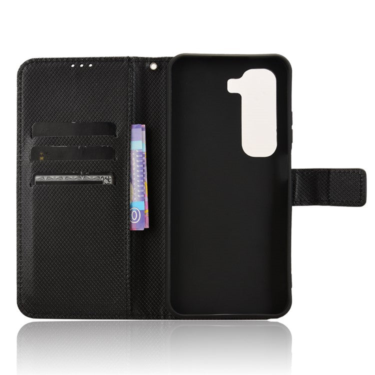 For Infinix Hot 50 5G X6720 Case PU Leather Diamond Texture Wallet Phone Cover - Black