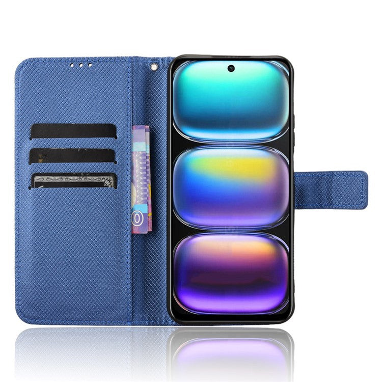For Infinix Hot 50 5G X6720 Case PU Leather Diamond Texture Wallet Phone Cover - Blue