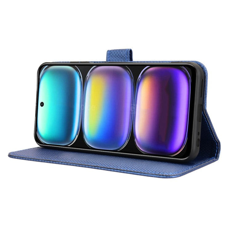 For Infinix Hot 50 5G X6720 Case PU Leather Diamond Texture Wallet Phone Cover - Blue