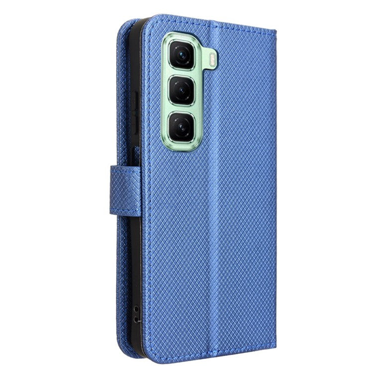 For Infinix Hot 50 5G X6720 Case PU Leather Diamond Texture Wallet Phone Cover - Blue