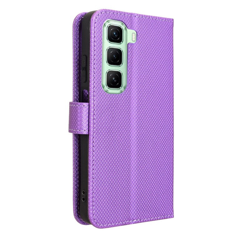 For Infinix Hot 50 5G X6720 Case PU Leather Diamond Texture Wallet Phone Cover - Purple