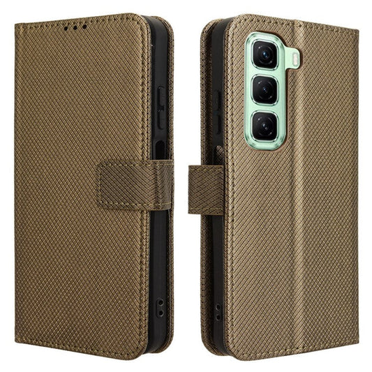 For Infinix Hot 50 5G X6720 Case PU Leather Diamond Texture Wallet Phone Cover - Brown