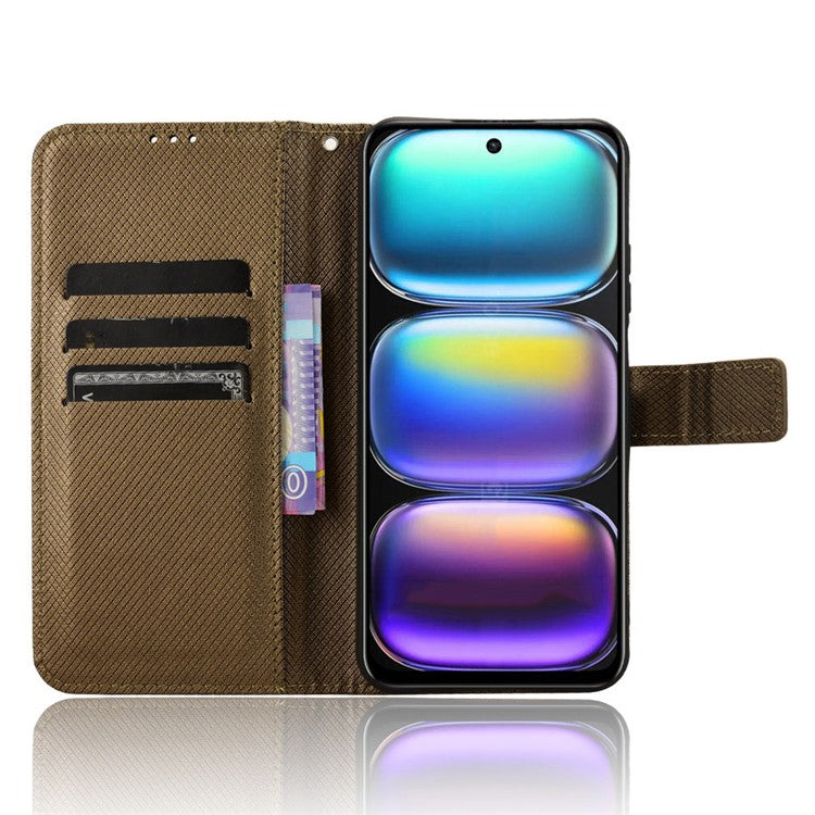 For Infinix Hot 50 5G X6720 Case PU Leather Diamond Texture Wallet Phone Cover - Brown