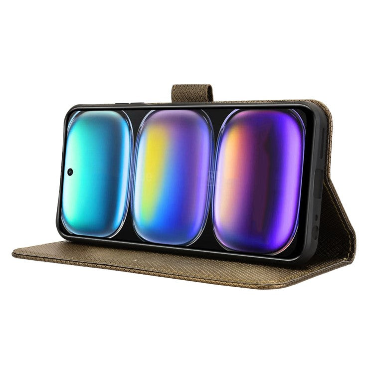 For Infinix Hot 50 5G X6720 Case PU Leather Diamond Texture Wallet Phone Cover - Brown