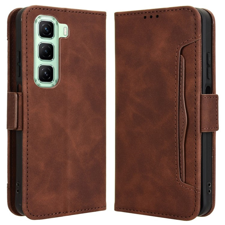 For Infinix Hot 50 4G Leather Case Phone Wallet Cover with Multiple Card Slots - Brown
