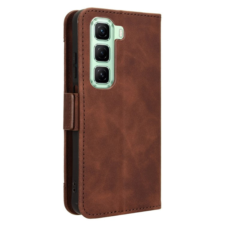 For Infinix Hot 50 4G Leather Case Phone Wallet Cover with Multiple Card Slots - Brown