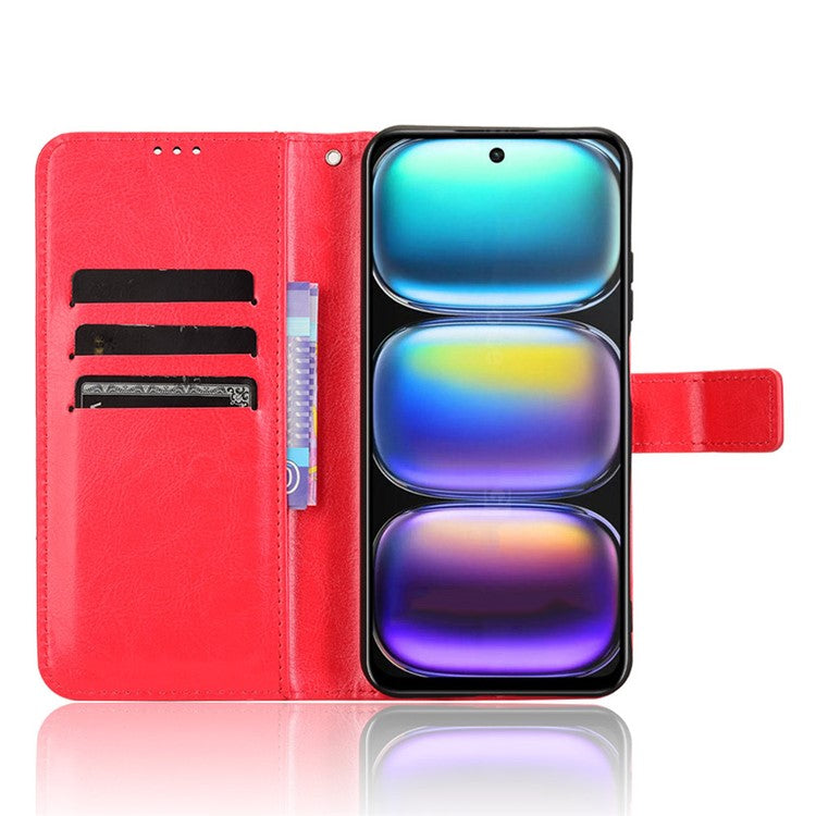 For Infinix Hot 50 4G Case Crazy Horse Texture PU Leather Phone Wallet Cover - Red