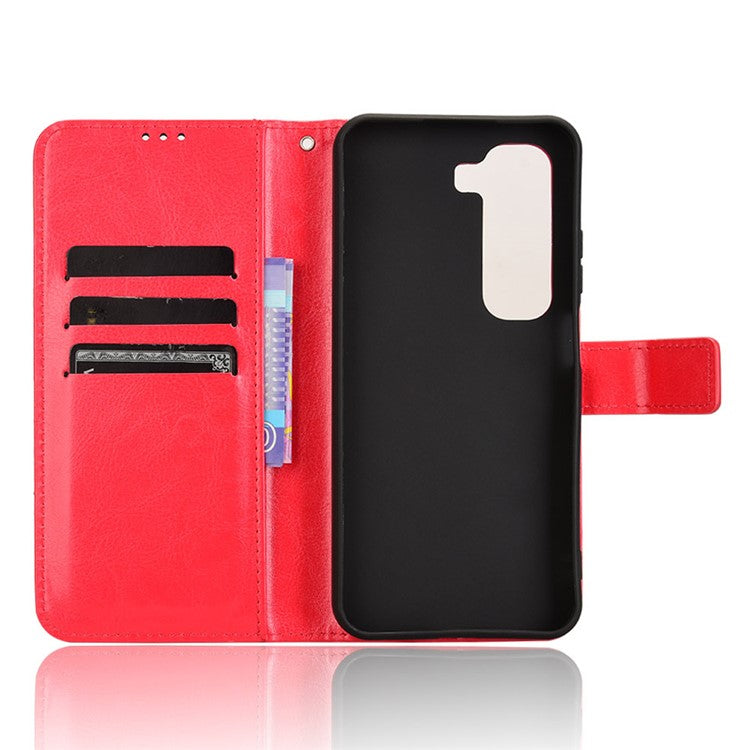For Infinix Hot 50 4G Case Crazy Horse Texture PU Leather Phone Wallet Cover - Red