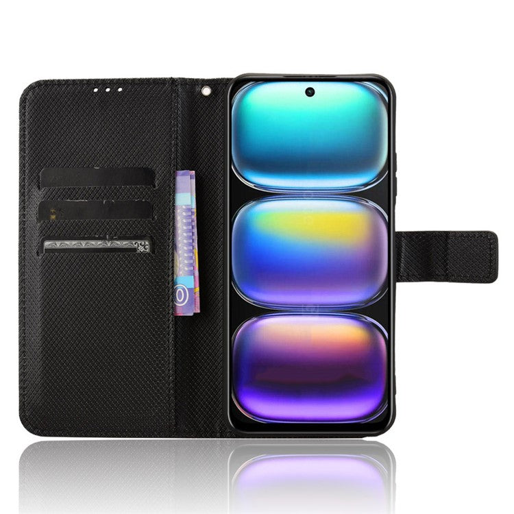 For Infinix Hot 50 4G Case PU Leather Diamond Texture Wallet Phone Cover - Black