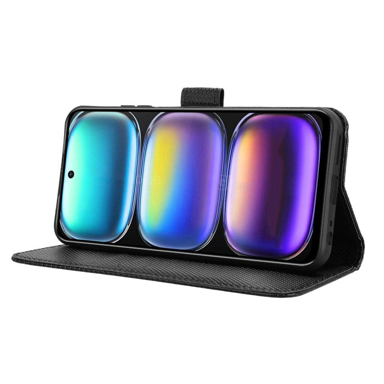 For Infinix Hot 50 4G Case PU Leather Diamond Texture Wallet Phone Cover - Black