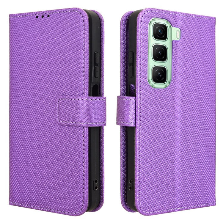 For Infinix Hot 50 4G Case PU Leather Diamond Texture Wallet Phone Cover - Purple