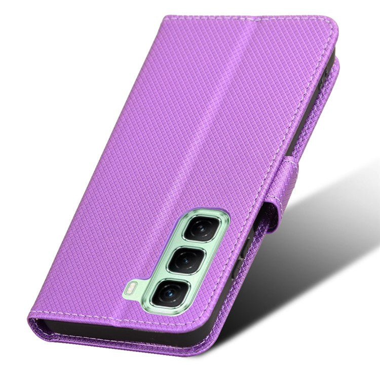 For Infinix Hot 50 4G Case PU Leather Diamond Texture Wallet Phone Cover - Purple