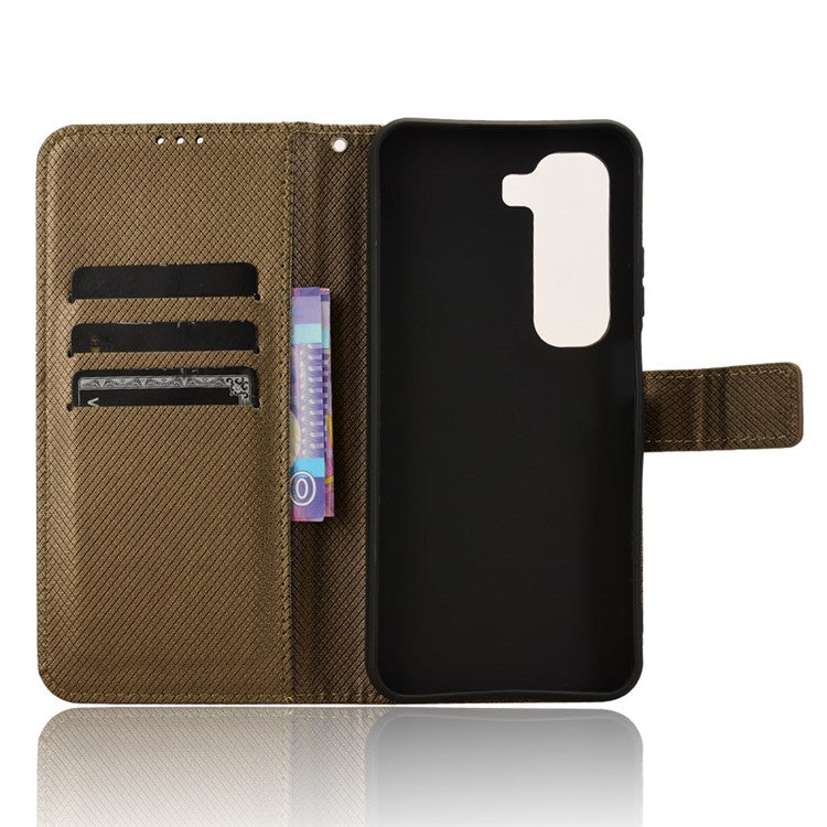 For Infinix Hot 50 4G Case PU Leather Diamond Texture Wallet Phone Cover - Brown