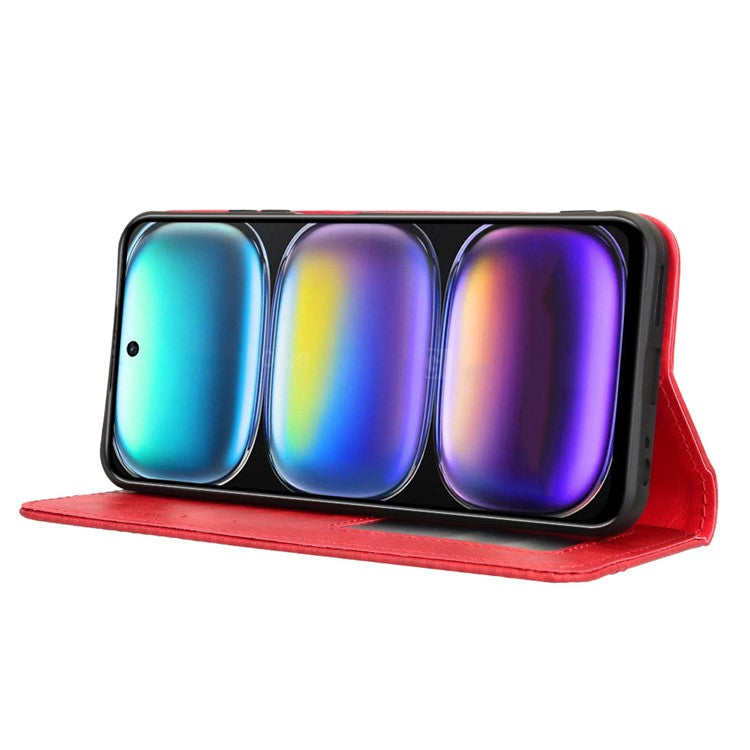 For Infinix Hot 50 4G Leather Case Wallet Stand Retro Texture Phone Cover - Red