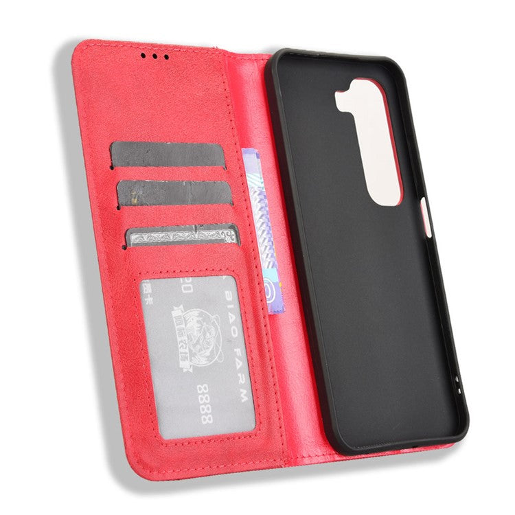 For Infinix Hot 50 4G Leather Case Wallet Stand Retro Texture Phone Cover - Red