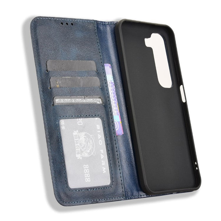 For Infinix Hot 50 4G Leather Case Wallet Stand Retro Texture Phone Cover - Blue