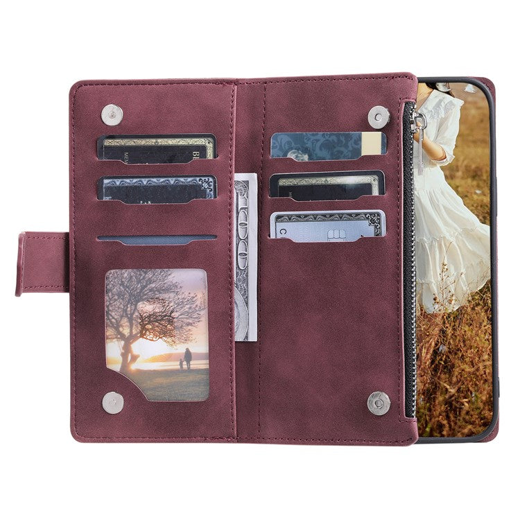 Style 005 For Motorola Edge 50 Neo 5G / Moto S50 5G / Thinkphone 25 5G Wallet Case Rhombus Stitching Line PU Leather Phone Cover - Wine Red