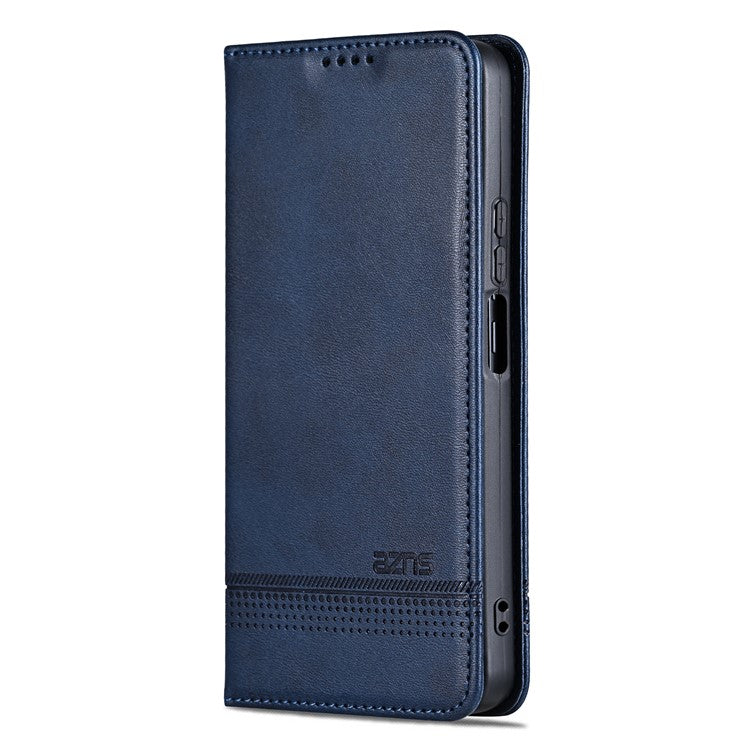 AZNS For Xiaomi Poco C75 4G / Redmi 14R 5G / 14C 4G Case Cowhide Texture PU Leather Wallet Phone Cover - Blue