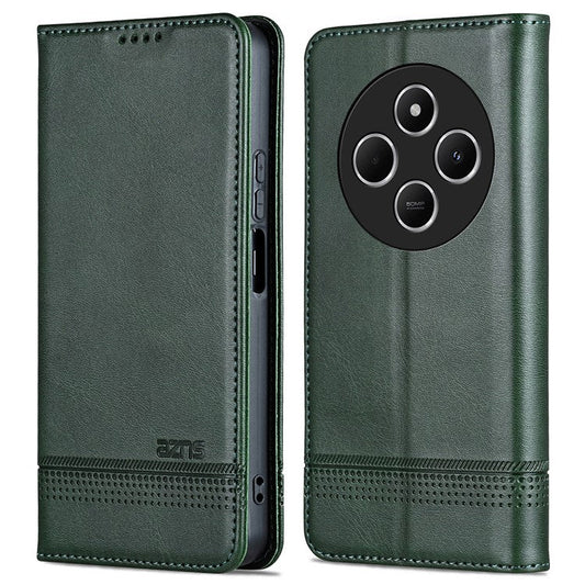 AZNS For Xiaomi Poco C75 4G / Redmi 14R 5G / 14C 4G Case Cowhide Texture PU Leather Wallet Phone Cover - Green