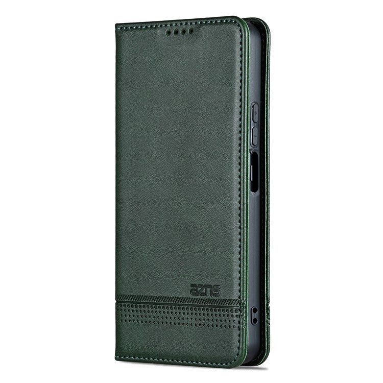 AZNS For Xiaomi Poco C75 4G / Redmi 14R 5G / 14C 4G Case Cowhide Texture PU Leather Wallet Phone Cover - Green