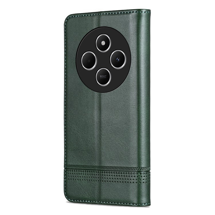 AZNS For Xiaomi Poco C75 4G / Redmi 14R 5G / 14C 4G Case Cowhide Texture PU Leather Wallet Phone Cover - Green