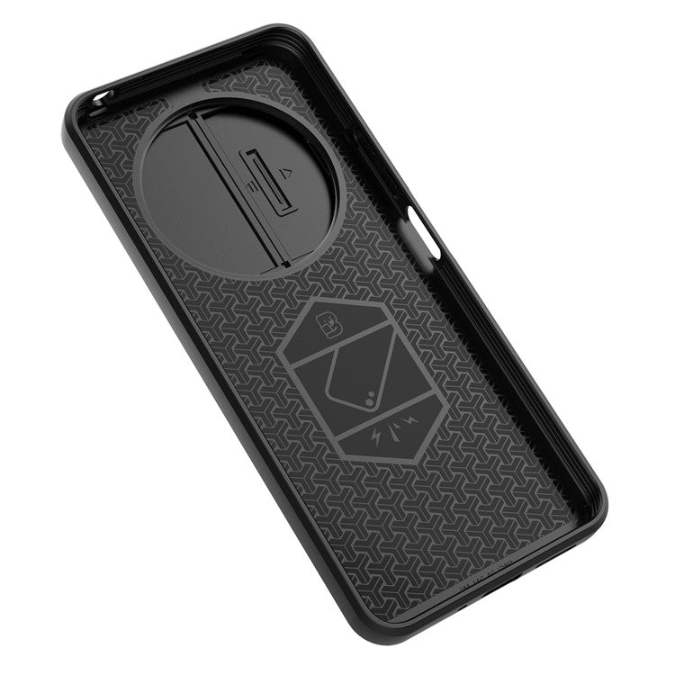 For Xiaomi Poco C75 4G / Redmi 14R 5G / 14C 4G Case PC+TPU Kickstand Phone Protector with Lens Cover - Black