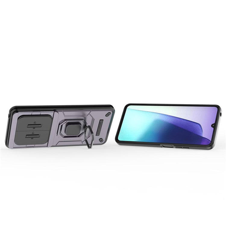 For Xiaomi Poco C75 4G / Redmi 14R 5G / 14C 4G Case PC+TPU Kickstand Phone Protector with Lens Cover - Purple