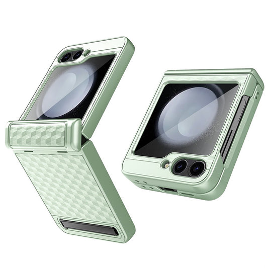 For Samsung Galaxy Z Flip7 FE 5G / Z Flip6 5G Case Hinge Protection Kickstand Hard PC Phone Cover with Screen Film - Mint Green