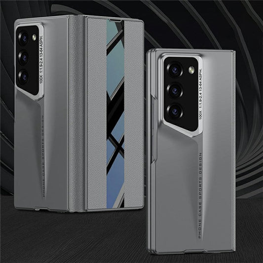 GKK For Samsung Galaxy Z Fold6 5G Case Hard PC+PU Phone Cover Built-In Screen Film - Grey