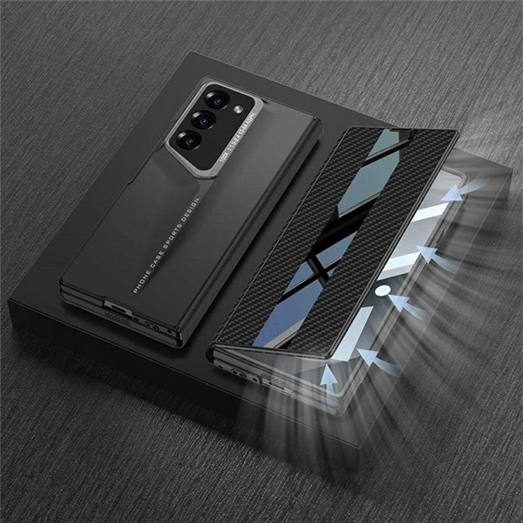 GKK For Samsung Galaxy Z Fold6 5G Case Hard PC+PU Phone Cover Built-In Screen Film - Grey