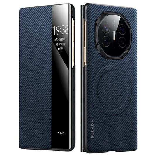 SULADA For Huawei Mate XT Ultimate Case View Window Leather Phone Cover with Auto Wake / Sleep - Blue