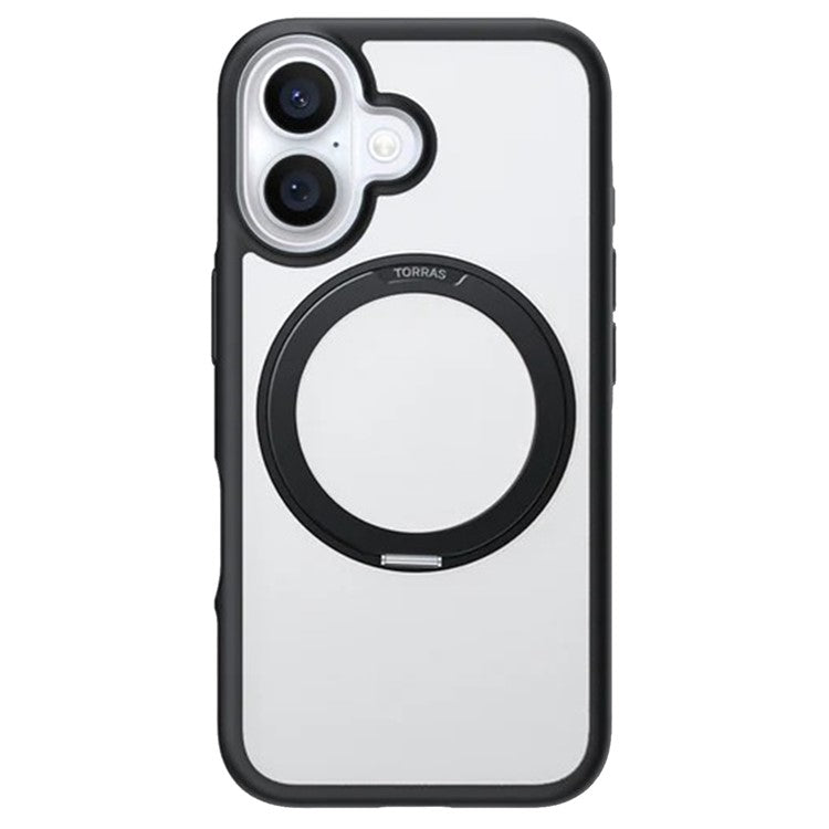 TORRAS Ostand R Fusion For iPhone 16 Plus Case 360 Degree Rotating Kickstand TPU+PC Phone Cover Compatible with MagSafe - Black
