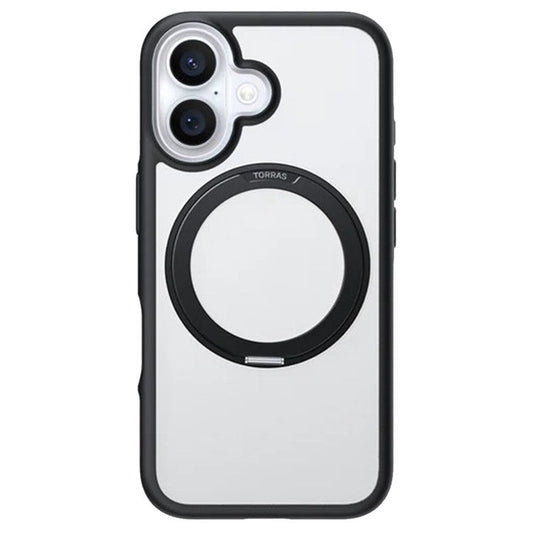 TORRAS Ostand R Fusion For iPhone 16 Plus Case 360 Degree Rotating Kickstand TPU+PC Phone Cover Compatible with MagSafe - Black