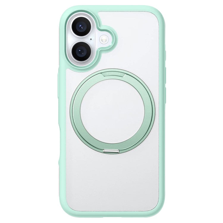 TORRAS Ostand R Fusion For iPhone 16 Case 360 Degree Rotating Kickstand TPU+PC Phone Cover Compatible with MagSafe - Light Green
