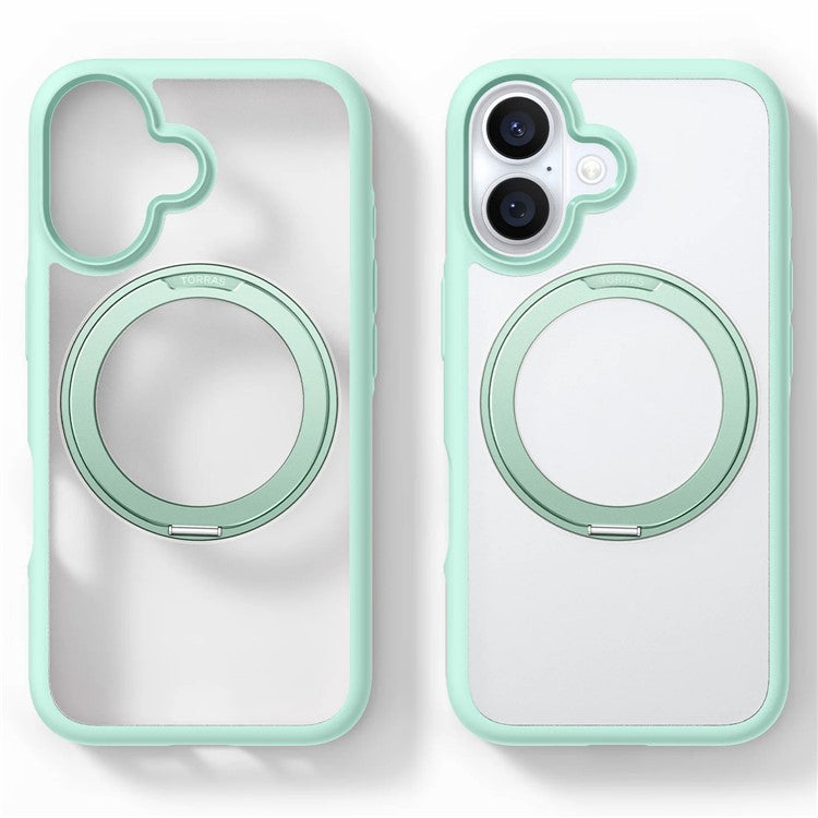 TORRAS Ostand R Fusion For iPhone 16 Case 360 Degree Rotating Kickstand TPU+PC Phone Cover Compatible with MagSafe - Light Green