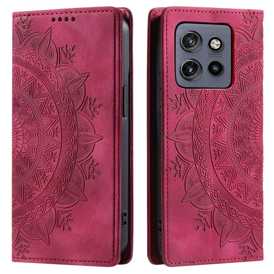 Style 010 For Motorola Edge 50 Neo 5G / Moto S50 5G / Thinkphone 25 5G Case Mandala Pattern Magnetic Closing Leather Phone Cover - Rose