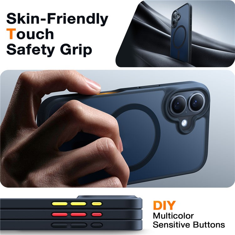TORRAS For iPhone 16 Plus Case Compatible with MagSafe Skin-Touch Matte PC+TPU Phone Cover - Black